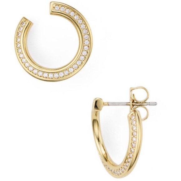 Nadri Front-Back CZ Hoop Earrings in Gold - Picture 2 of 2